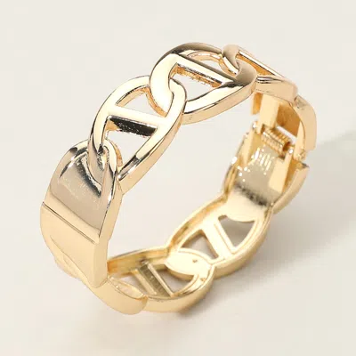 Fashnzfab Metal Mariner Link Hinged Bangle Bracelet Gold