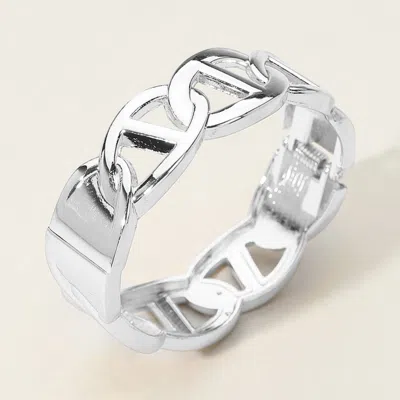 Fashnzfab Metal Mariner Link Hinged Bangle Bracelet Rhodium In Silver