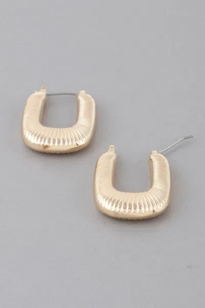 Fashnzfab Metal Medium Textured Hoop Earring In Gold