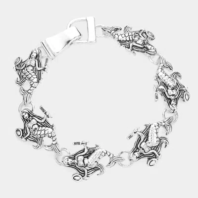 Fashnzfab Metal Mermaid Link Magnetic Bracelet Antique Silver