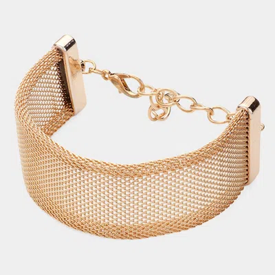 Fashnzfab Metal Mesh Wide Bracelet Gold