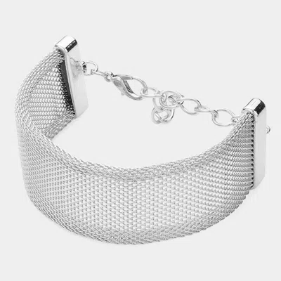 Fashnzfab Metal Mesh Wide Bracelet Rhodium In Multi