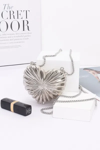 Fashnzfab Metal Mini Clutch In Silver