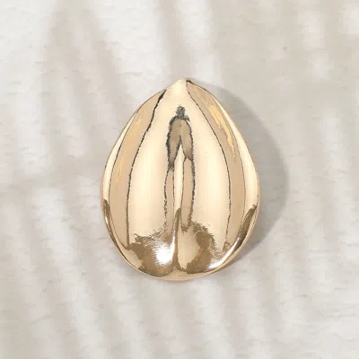 Fashnzfab Metal Minimalist Teardrop Pin Brooch In Gold