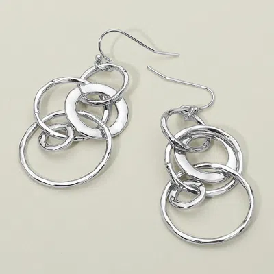 Fashnzfab Metal Multi Hoop Drop Dangle Earrings In Silver