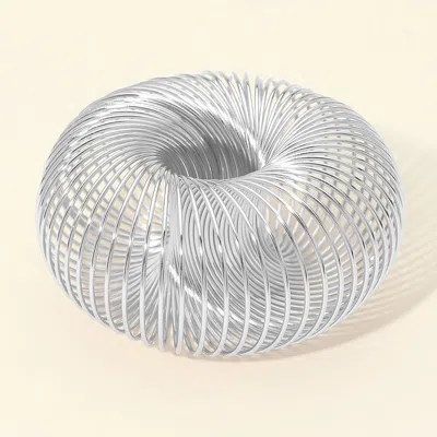 Fashnzfab Metal Multi Wire Coil Stretch Statement Bracelet In Gray