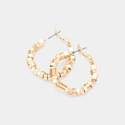Fashnzfab Metal Nugget Hoop Earrings - Gold