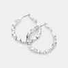 Fashnzfab Metal Nugget Hoop Earrings - Rhodium In White