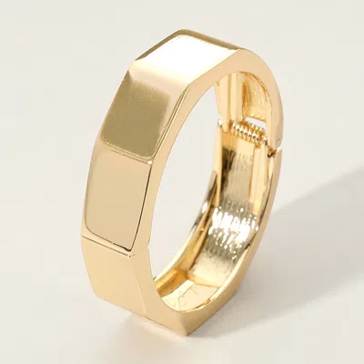 Fashnzfab Metal Octagon Hinged Bangle Bracelet Gold
