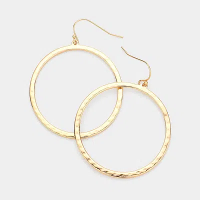 Fashnzfab Metal Open Circle Dangle Earrings - Gold
