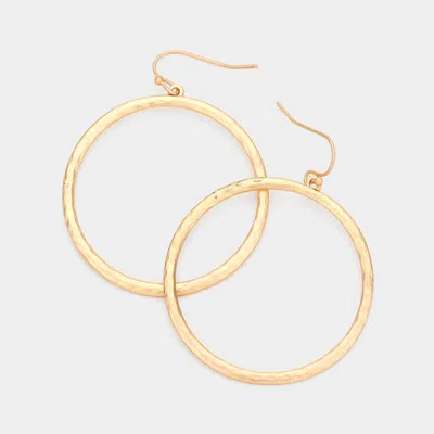 Fashnzfab Metal Open Circle Dangle Earrings - Matte Gold