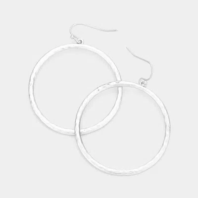 Fashnzfab Metal Open Circle Dangle Earrings - Matte Rhodium In Silver