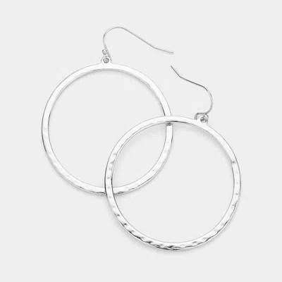 Fashnzfab Metal Open Circle Dangle Earrings - Rhodium In Metallic