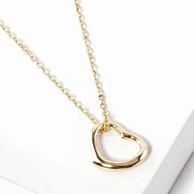 Fashnzfab Metal Open Heart Pendant Necklace In Gold