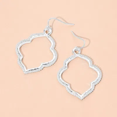 Fashnzfab Metal Open Ornate Charm Drop Dangle Earrings In Silver