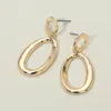 Fashnzfab Metal Open Oval Dangle Earrings In Gold