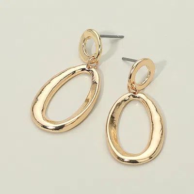 Fashnzfab Metal Open Oval Dangle Earrings In Gold