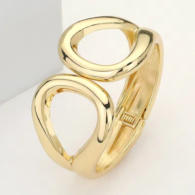 Fashnzfab Metal Open Teardrop Tip Hinged Bangle Bracelet Gold