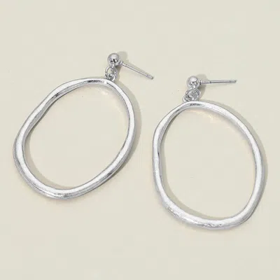 Fashnzfab Metal Oval Hoop Drop Dangle Earrings In Metallic