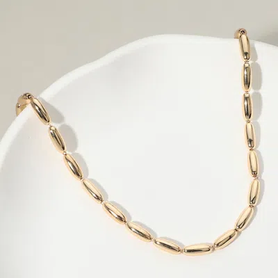 Fashnzfab Metal Oval Tube Beaded Necklace In Gold