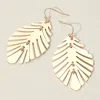 Fashnzfab Metal Palm Tree Leaf Dangle Earrings In Burgundy