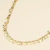 Fashnzfab Metal Petal Disc Charm Station Chain Necklace - Gold In Gold