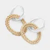 Fashnzfab Metal Pin Catch Hoop Wood Open Circle Link Dangle Earrings In Silver