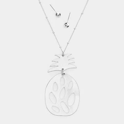 Fashnzfab Metal Pineapple Cutout Pendant Necklace In Metallic