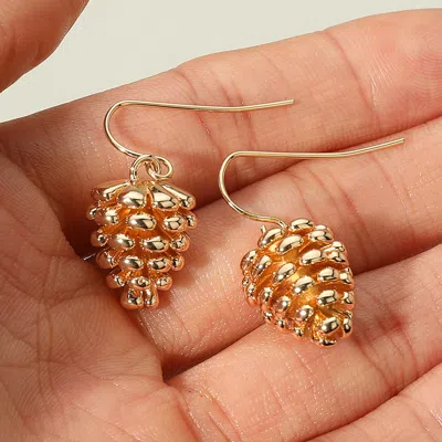 Fashnzfab Metal Pinecone Dangle Earrings In Gold