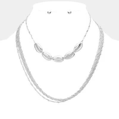 Fashnzfab Metal Puka Shell Multi Layered Necklace In Metallic