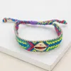 Fashnzfab Metal Puka Shell Pointed Aztec Pattern Threaded Adjustable Cinch Pull Tie Bracelet Green, Multi In Green