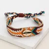 Fashnzfab Metal Puka Shell Pointed Aztec Pattern Threaded Adjustable Cinch Pull Tie Bracelet Multi, Orange In Red