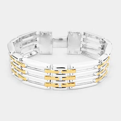Fashnzfab Metal Rectangle Bracelet Two Tone In Multi