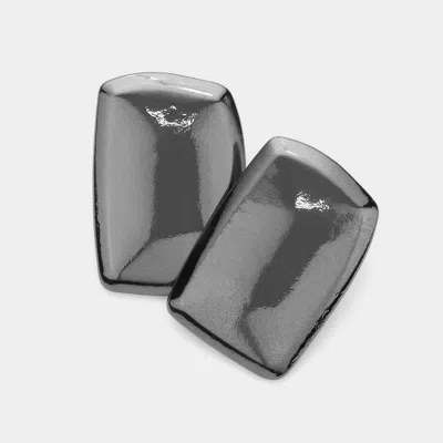 Fashnzfab Metal Rectangle Earrings In Black