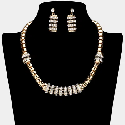 Fashnzfab Metal Rhinestone Necklace In Multi