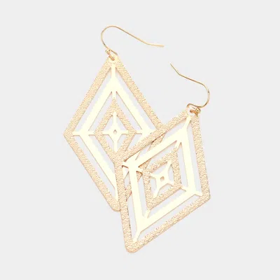 Fashnzfab Metal Rhombus Dangle Earrings - Gold