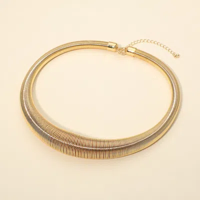 Fashnzfab Metal Ribbed Coil Collar Statement Necklace In Gold