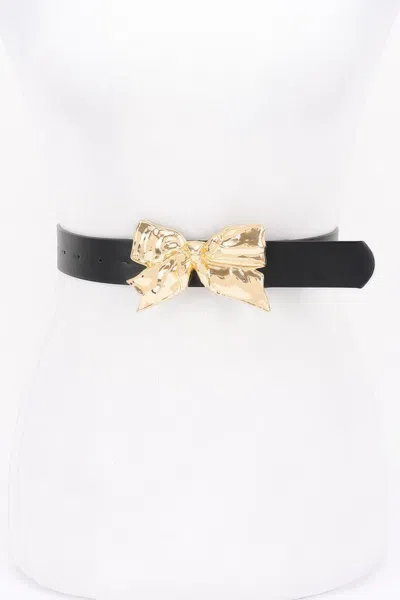 Fashnzfab Metal Ribbon Buckle Belt In Black