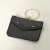 Fashnzfab Metal Ring Handle Faux Leather Mini Envelope Clutch Bag / Crossbody Bag In Black