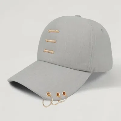 Fashnzfab Metal Ring Pointed Baseball Cap In Gold