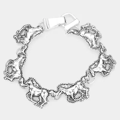 Fashnzfab Metal Running Horse Link Magnetic Bracelet In Metallic