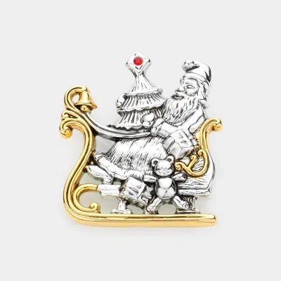 Fashnzfab Metal Santa Claus Pin Brooch / Pendant In Multi