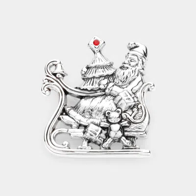 Fashnzfab Metal Santa Claus Pin Brooch / Pendant In Silver