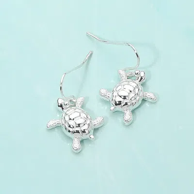 Fashnzfab Metal Sea Turtle Dangle Earrings In Silver