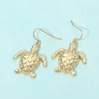 Fashnzfab Metal Sea Turtle Drop Dangle Earrings In Gold
