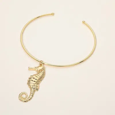 Fashnzfab Metal Seahorse Pendant Choker Necklace In Gold