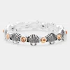 Fashnzfab Metal Shell Stone Embellished Stretch Bracelet Peach In Pink