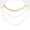 Fashnzfab Metal Smile Link Triple Layered Bib Necklace In Gold