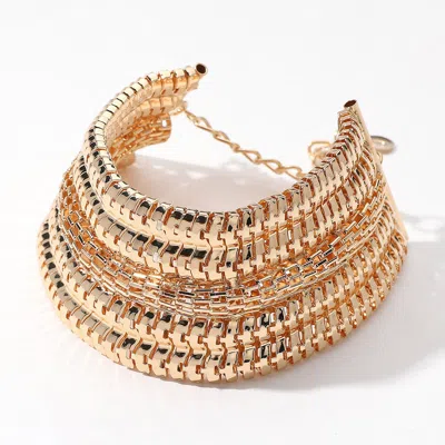 Fashnzfab Metal Snake Chain Strand Bracelet Gold
