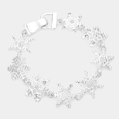 Fashnzfab Metal Snowflake Link Magnetic Bracelet In Silver